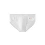 UPRO men's Heart Embroidery Brief – White Pink Heart - front product on white background