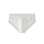 UPRO men's Embroidered Star Cut-Out Brief – White Pink Star - front product on white background