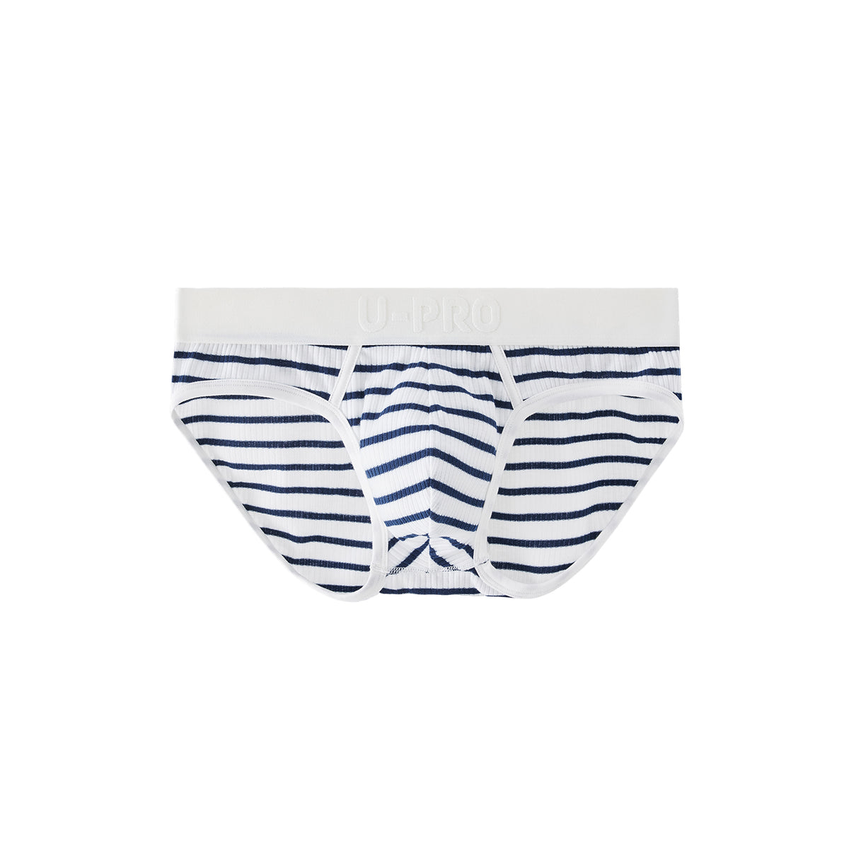 UPRO men's Navy Striped Brief – Navy White Stripe - front product on white background
