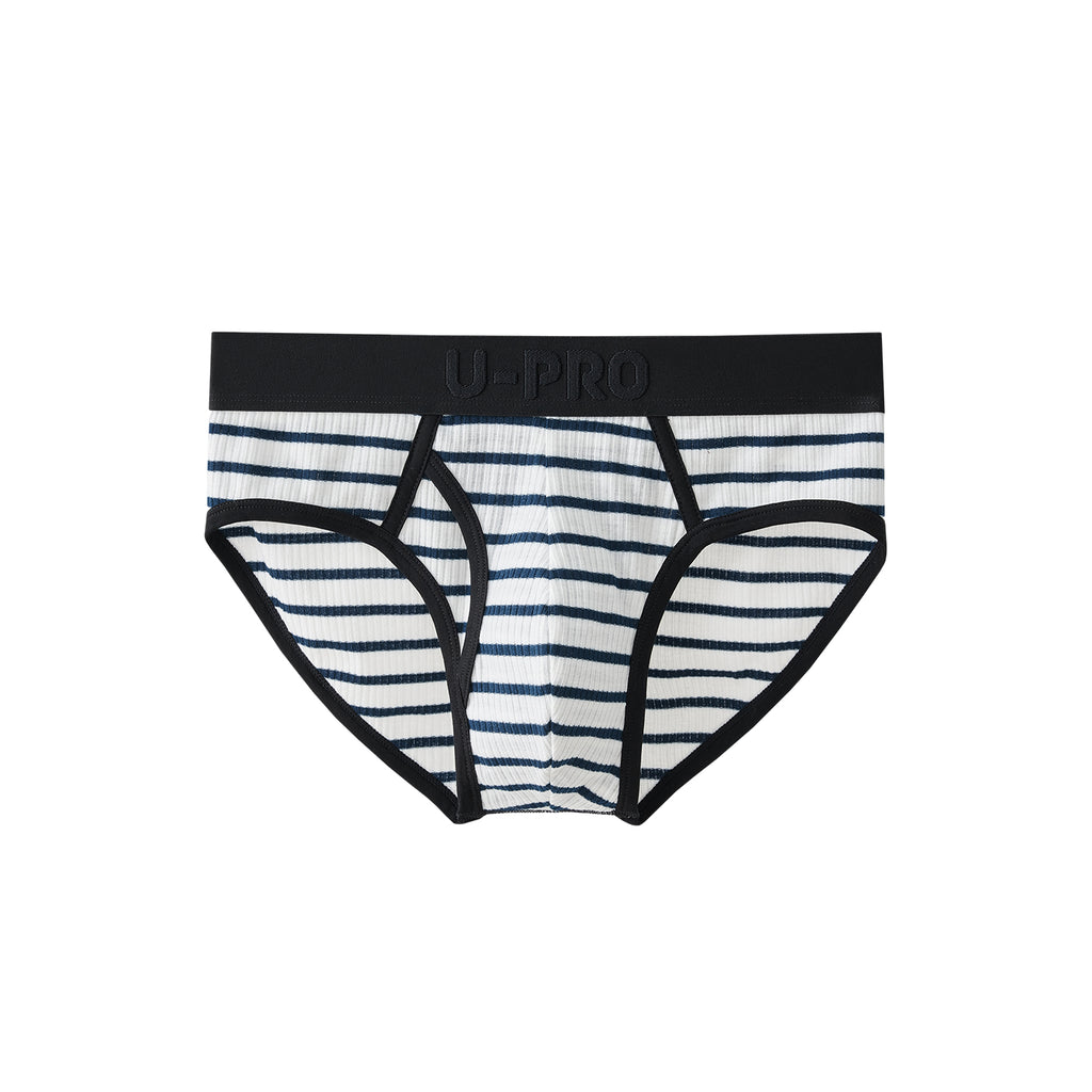 UPRO men's Black & White Striped Brief – Black White Stripe - front product on white background