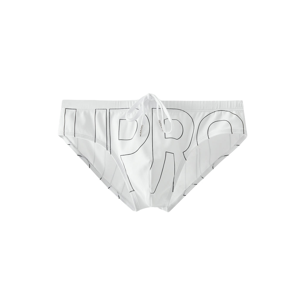 UPRO Weisser Badeslip Herren mit Logo-Print – Produktfoto vorne auf weissem Hintergrund
