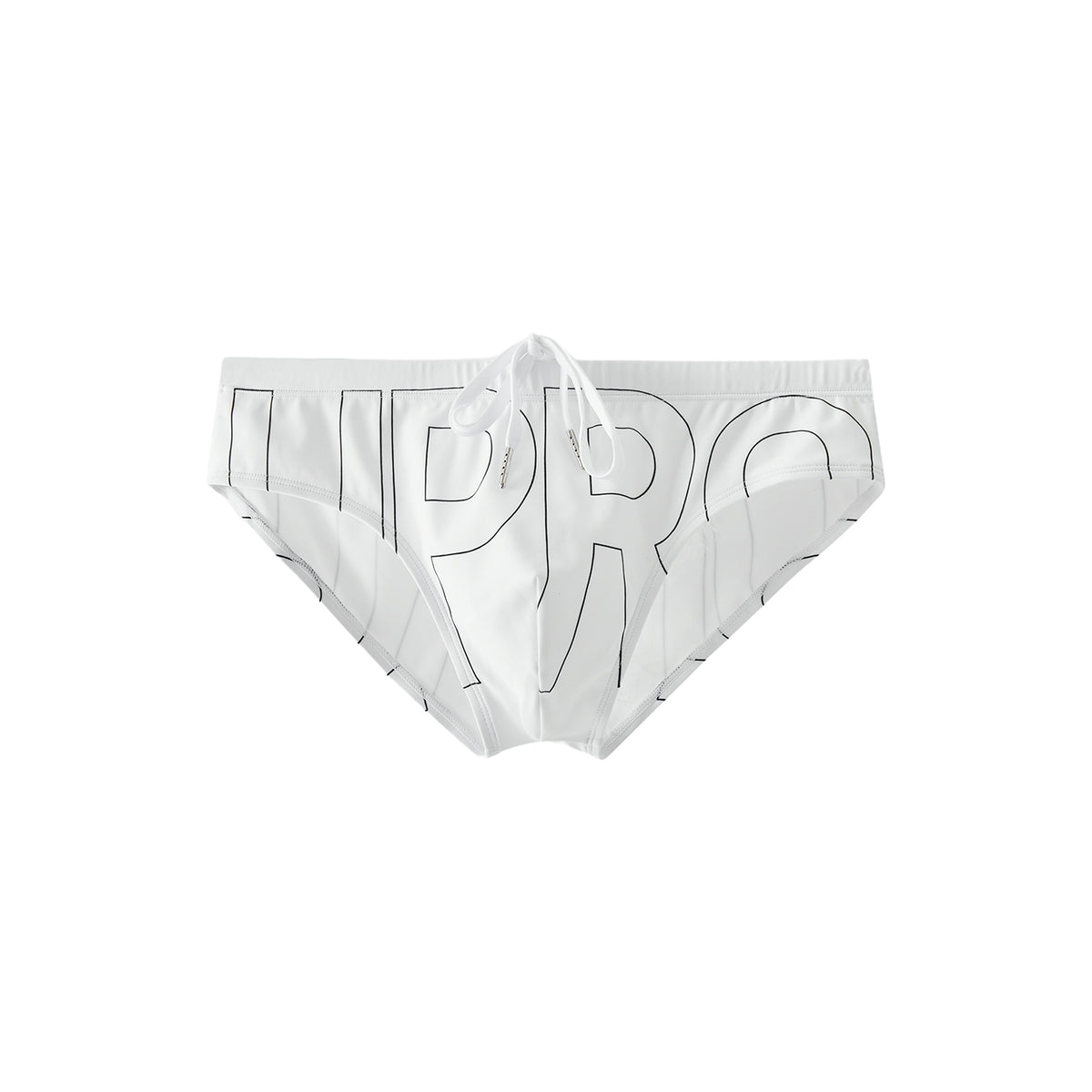 UPRO men's White Logo Print Swim Brief – White - front product on white background