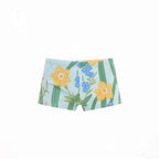 UPRO men's Narcissus Print Swim Trunks – Green Floral - front product on white background