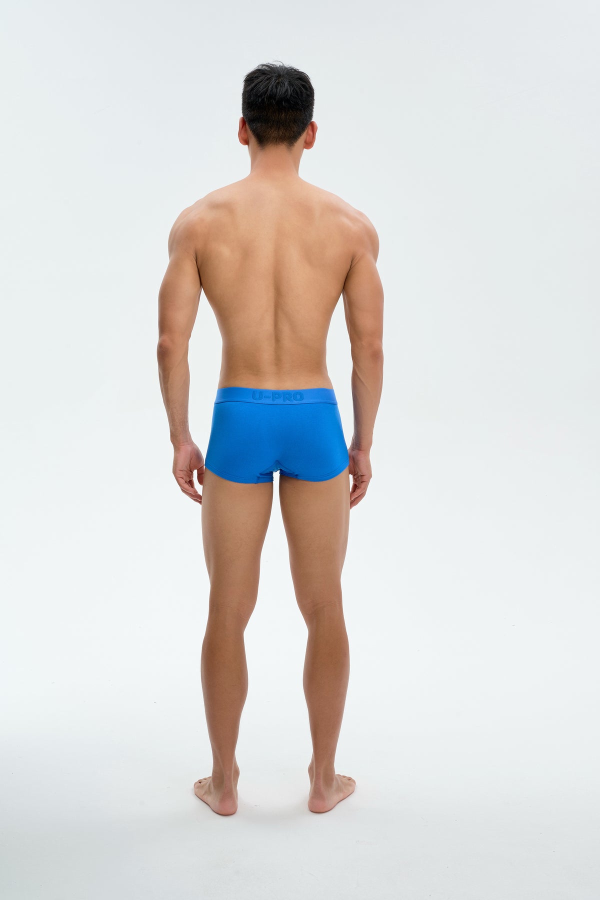 UPRO men's Ribbed Boxer Brief – Klein Blue – studio model view, photo 3 of 3
