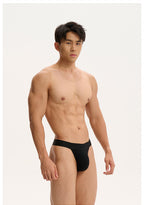 UPRO men's Single-Strap Jockstrap – Black – studio fit detail, photo 1 of 2