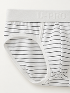 UPRO men's Cool-Touch Striped Brief – White – waistband and fine stripe detail