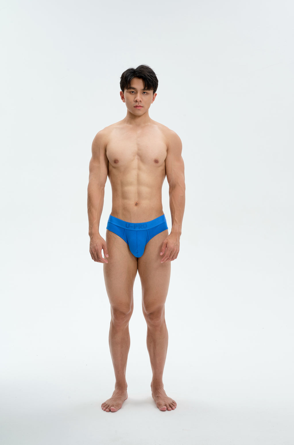 UPRO men's Ribbed Brief – Klein Blue - front model view
