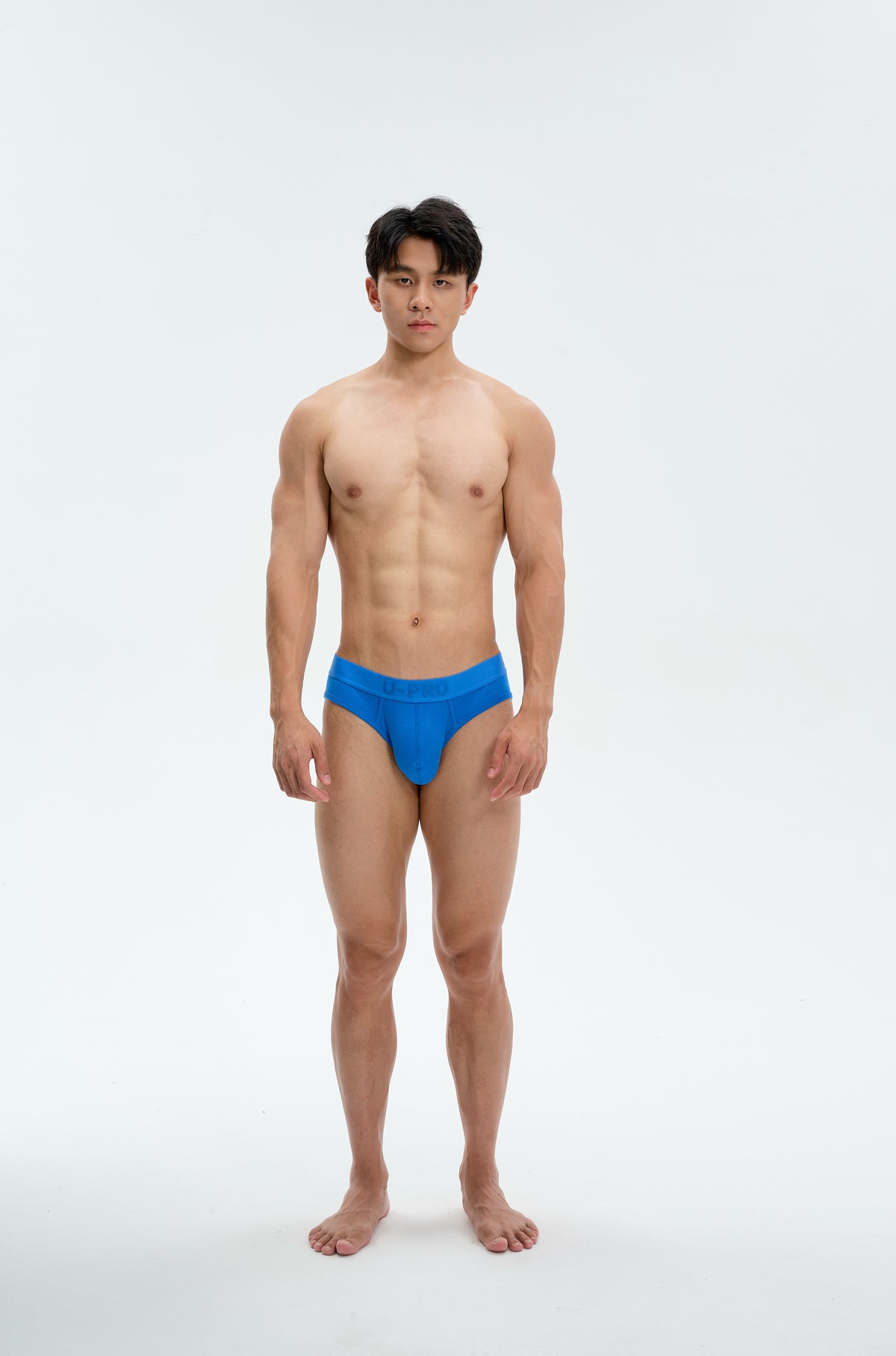 UPRO men's Ribbed Brief – Klein Blue - front model view