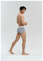 UPRO men's Striped Boxer Brief – Navy White Stripe – studio model view, photo 2 of 3