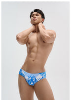 UPRO men's Blue Leaf Swim Brief – Blue Leaf – studio fit detail, photo 1 of 2