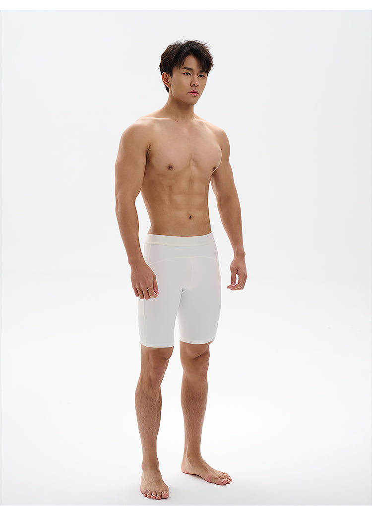 UPRO men's High-Elastic Training Shorts – White – studio model view, photo 1 of 3
