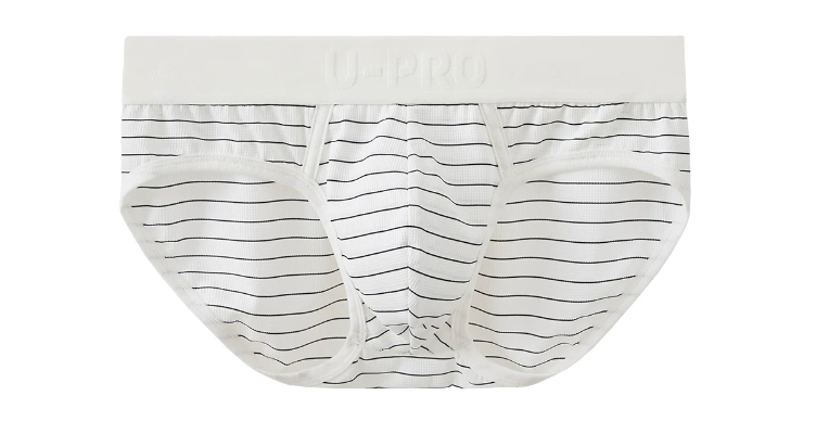 UPRO men's Cool-Touch Striped Brief – White - front product on white background