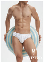 UPRO Weisser Badeslip Herren mit Logo-Print – Passform-Detail im Studio, Foto 1 von 2