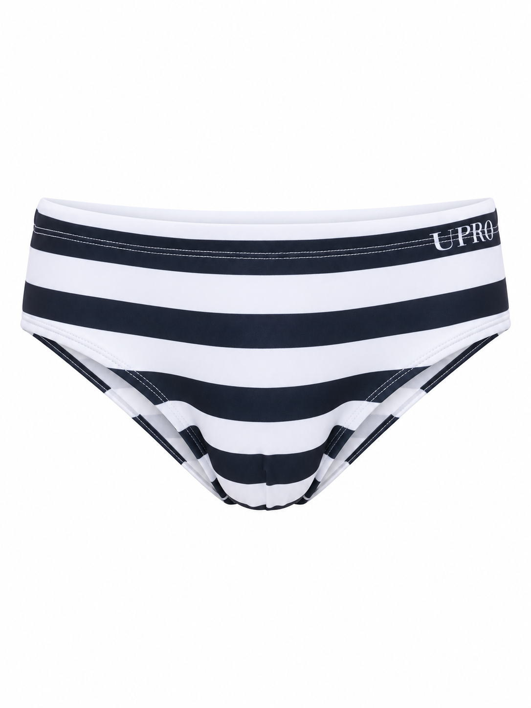 UPRO men's Sailor Stripe Swim Brief – Black White Stripe - front product on white background