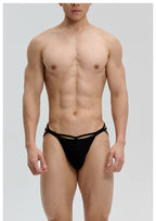 UPRO men's Black Double-Strap Jockstrap – Black – studio fit detail, photo 2 of 2