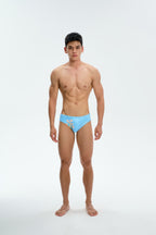 UPRO men's Daisy Print Swim Brief – Blue Daisy – studio front view
