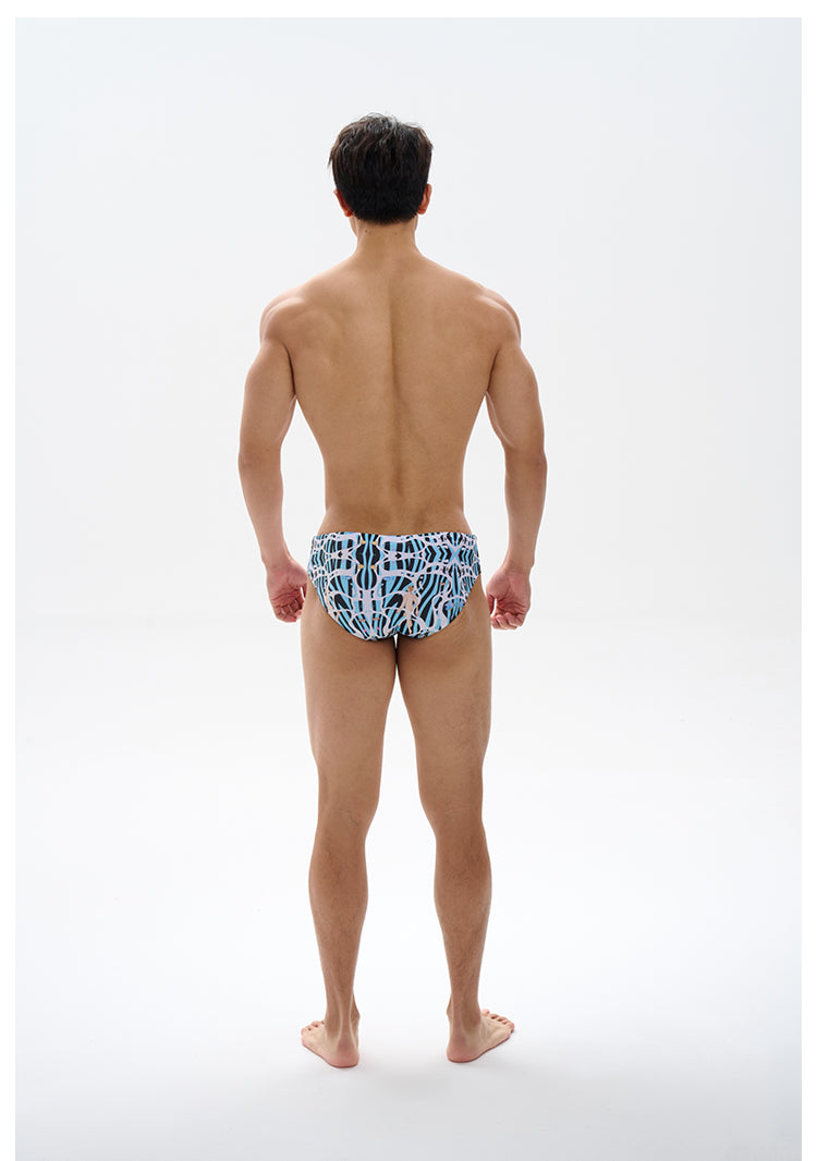 UPRO men's Character Print Swim Brief – Blue Print – studio model view, photo 2 of 3