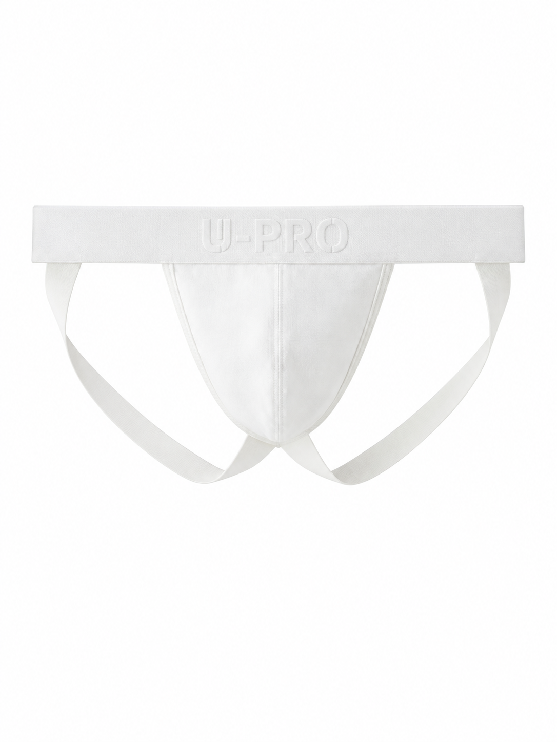 UPRO men's Ribbed Jockstrap – White - front product on white background