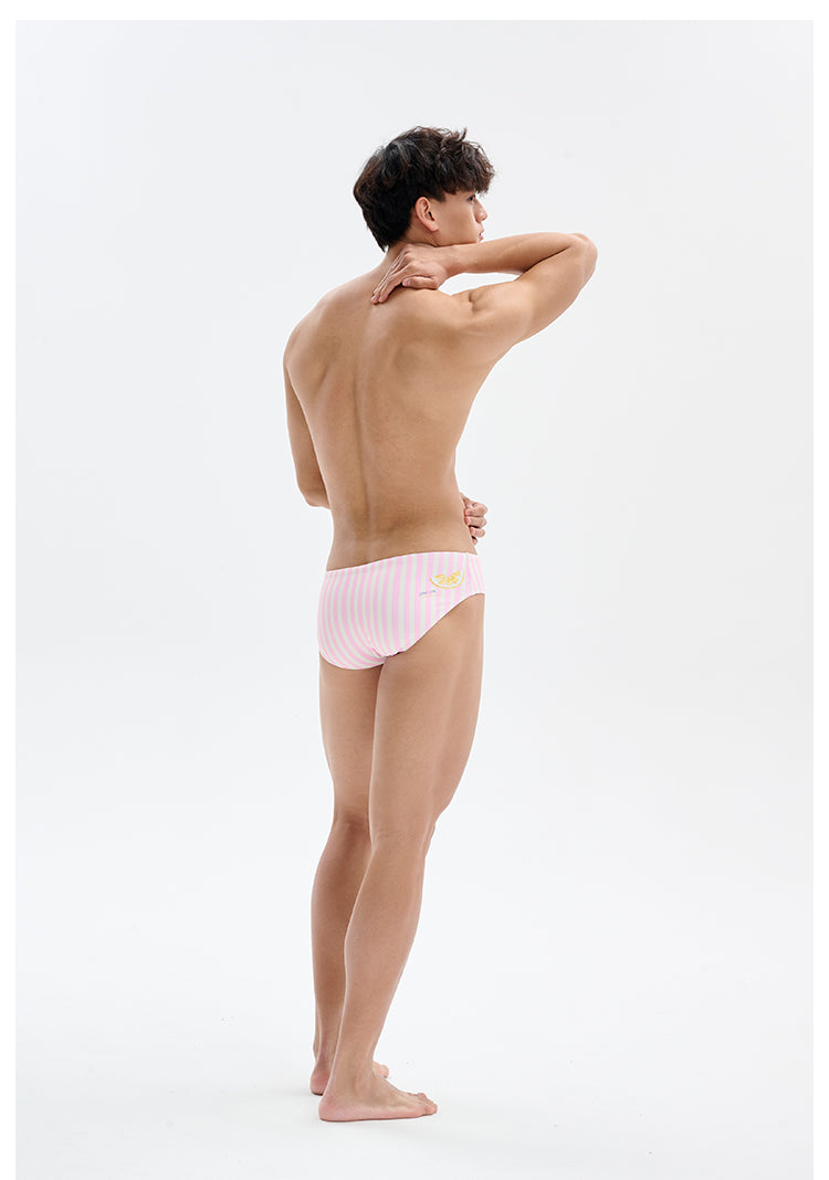 UPRO Slip de bain homme rayé rose motif citron – porté en studio, photo 2 sur 3