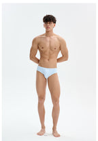 UPRO Slip de bain homme rayé bleu motif citron – porté en studio, photo 1 sur 3