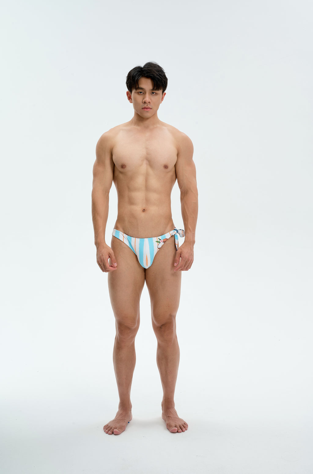 UPRO Slip de bain homme réversible à nouer – face rayée, vue de face