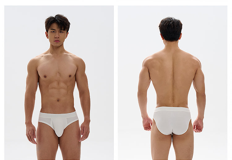 UPRO men's Ribbed Brief – White - front and back fit