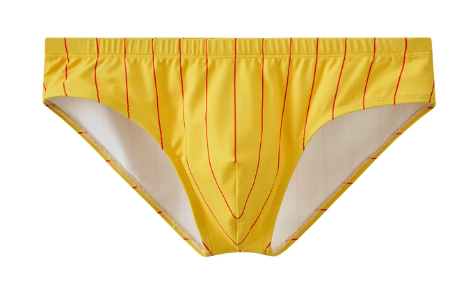 UPRO men's American Stripe Triangle Swim Brief – Yellow Stripe - front product on white background