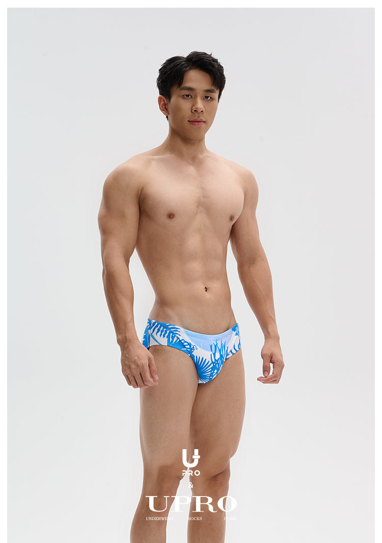UPRO men's Blue Leaf Swim Brief – Blue Leaf – studio model view, photo 3 of 3