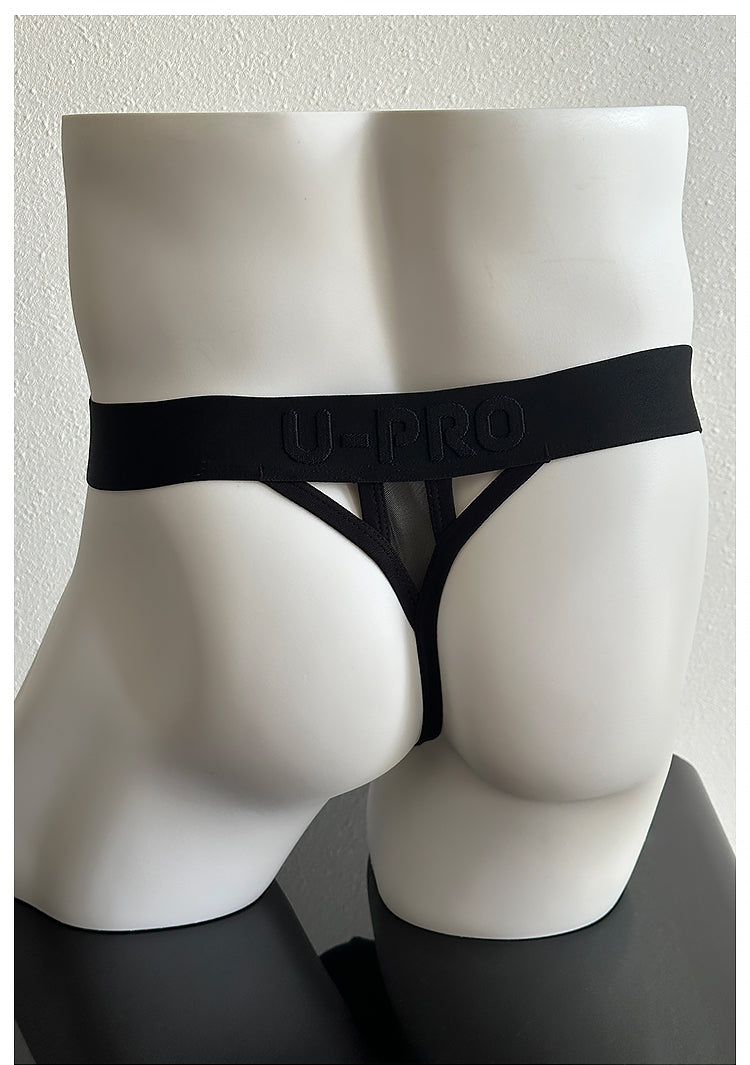 UPRO men's Single-Strap Jockstrap – Black – product construction detail, photo 2 of 2