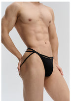 UPRO men's Black Double-Strap Jockstrap – Black – studio fit detail, photo 1 of 2
