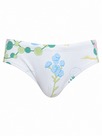 UPRO men's Stephania Plant Print Swim Brief – White Green Botanical front product view